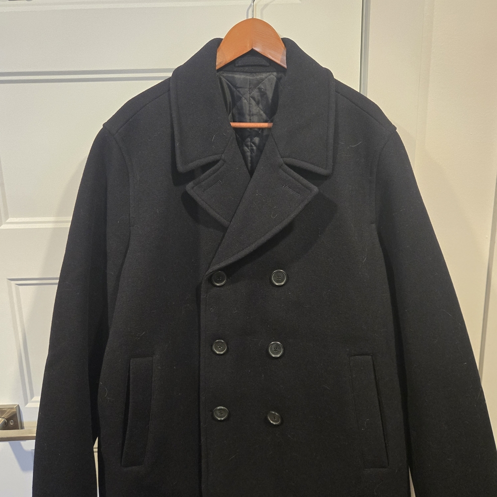 Elegant Black Double-Breasted Peacoat for Men